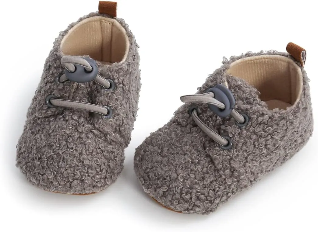 Ohwawadi Infant Baby Boys Girls Slippers Cozy Fleece Booties Soft Bottom Warm Cartoon Socks Newborn Crib Shoes