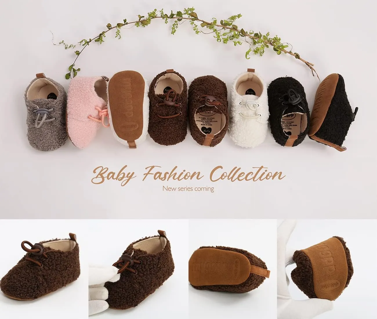 Ohwawadi Infant Baby Boys Girls Slippers Cozy Fleece Booties Soft Bottom Warm Cartoon Socks Newborn Crib Shoes