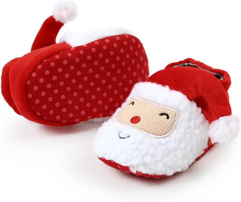 Ohwawadi Infant Baby Boys Girls Slippers Cozy Fleece Booties Soft Bottom Warm Cartoon Socks Newborn Crib Shoes