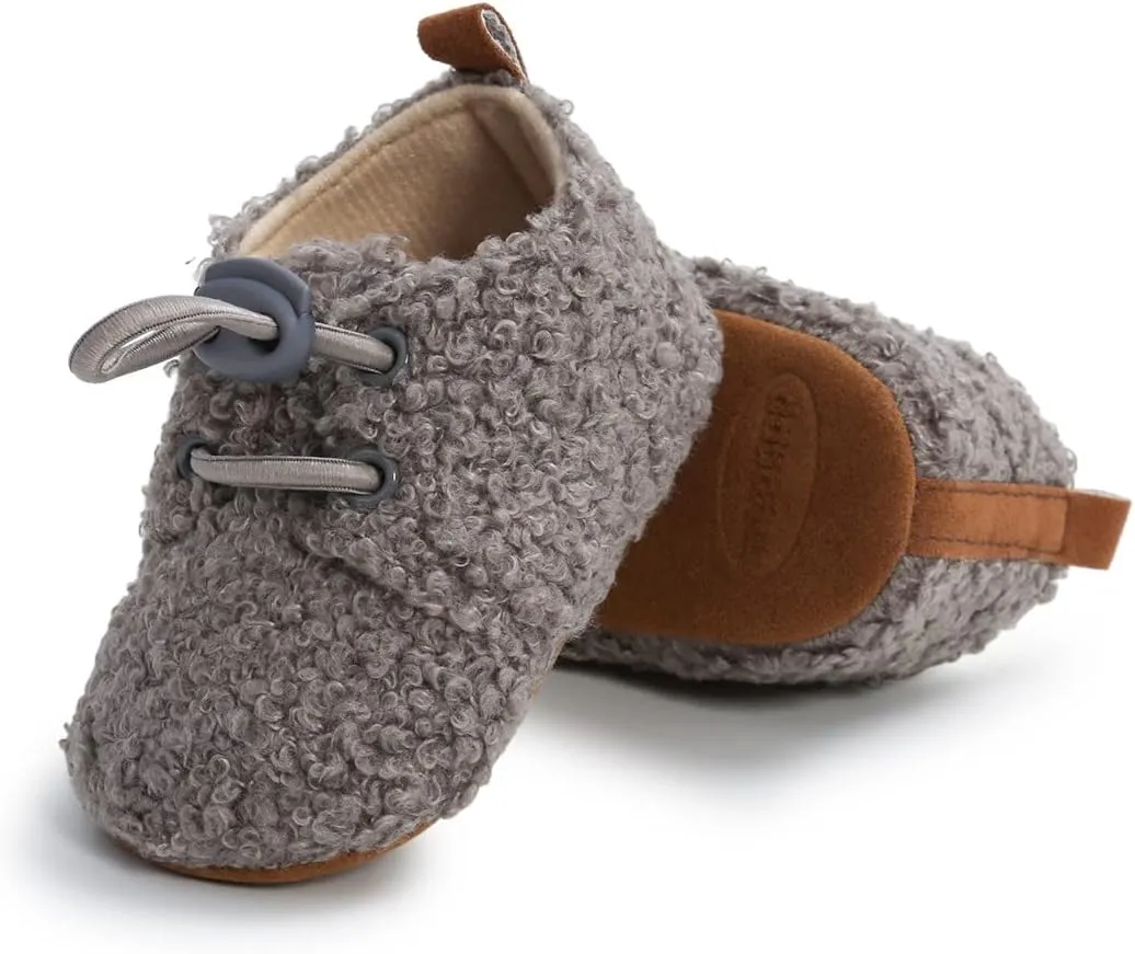 Ohwawadi Infant Baby Boys Girls Slippers Cozy Fleece Booties Soft Bottom Warm Cartoon Socks Newborn Crib Shoes