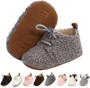 Ohwawadi Infant Baby Boys Girls Slippers Cozy Fleece Booties Soft Bottom Warm Cartoon Socks Newborn Crib Shoes