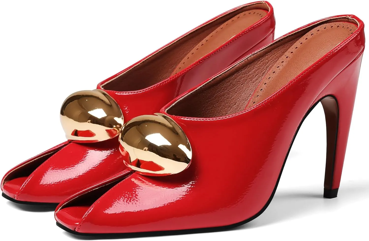 Oiamenne Stiletto Heels for Women Peep Toe Heeled Mules Sandals Pointed Toe Pumps High Heeled Sandals for Women Comfortable Casual Wedding Office Dating Dress Shoes