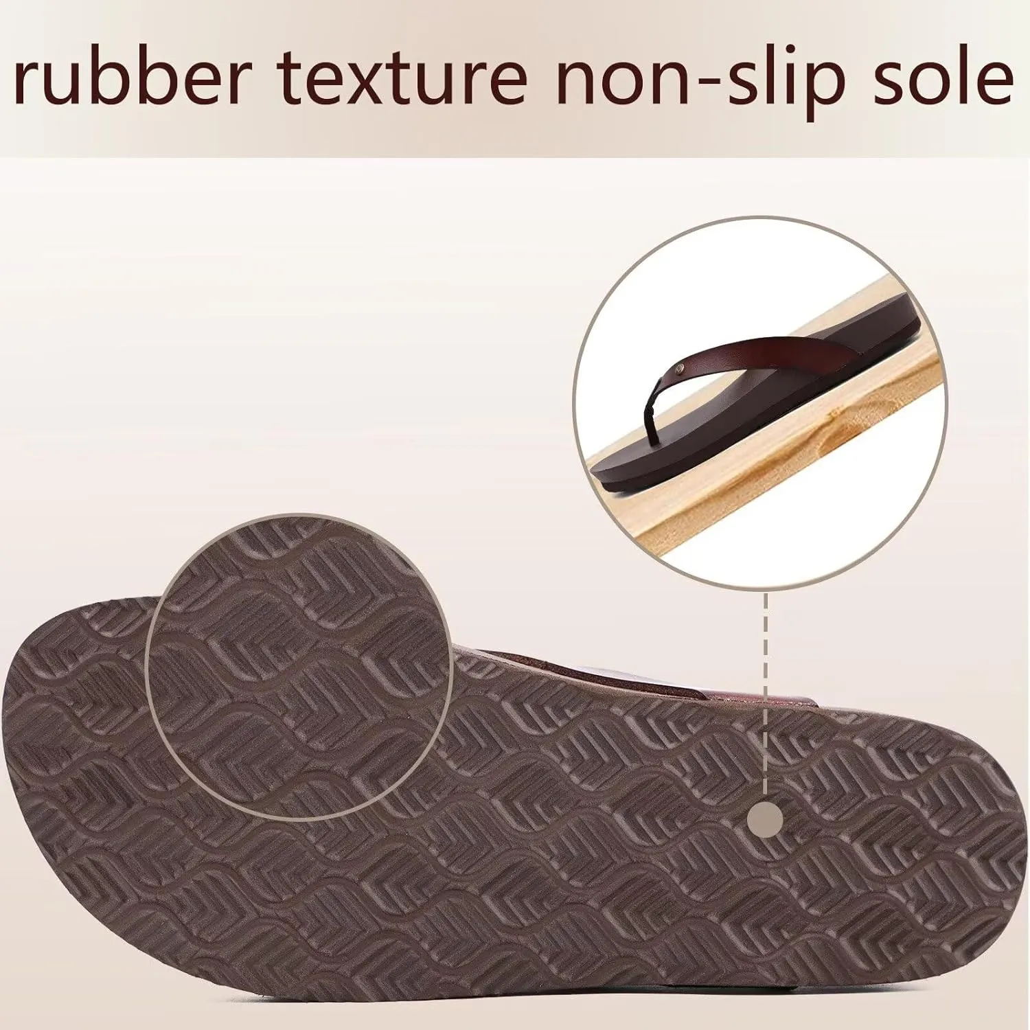 ONCAI Womens Flip Flops For Women Comfortable Leather Strap Yoga Mat Non-Slip Women's Thong Sandal Casual Summer Beach Slippers With Arch Support