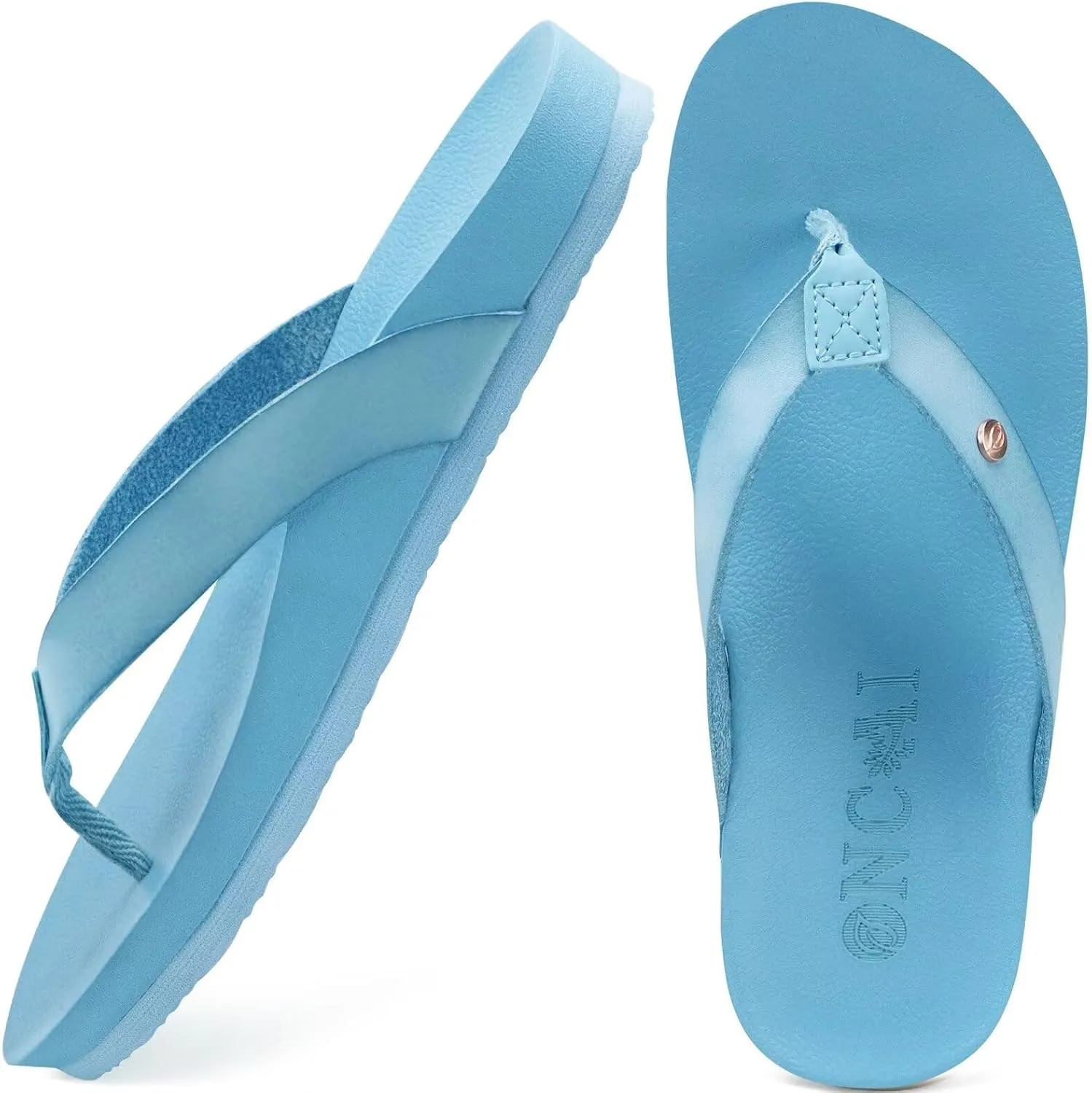 ONCAI Womens Flip Flops For Women Comfortable Leather Strap Yoga Mat Non-Slip Women's Thong Sandal Casual Summer Beach Slippers With Arch Support