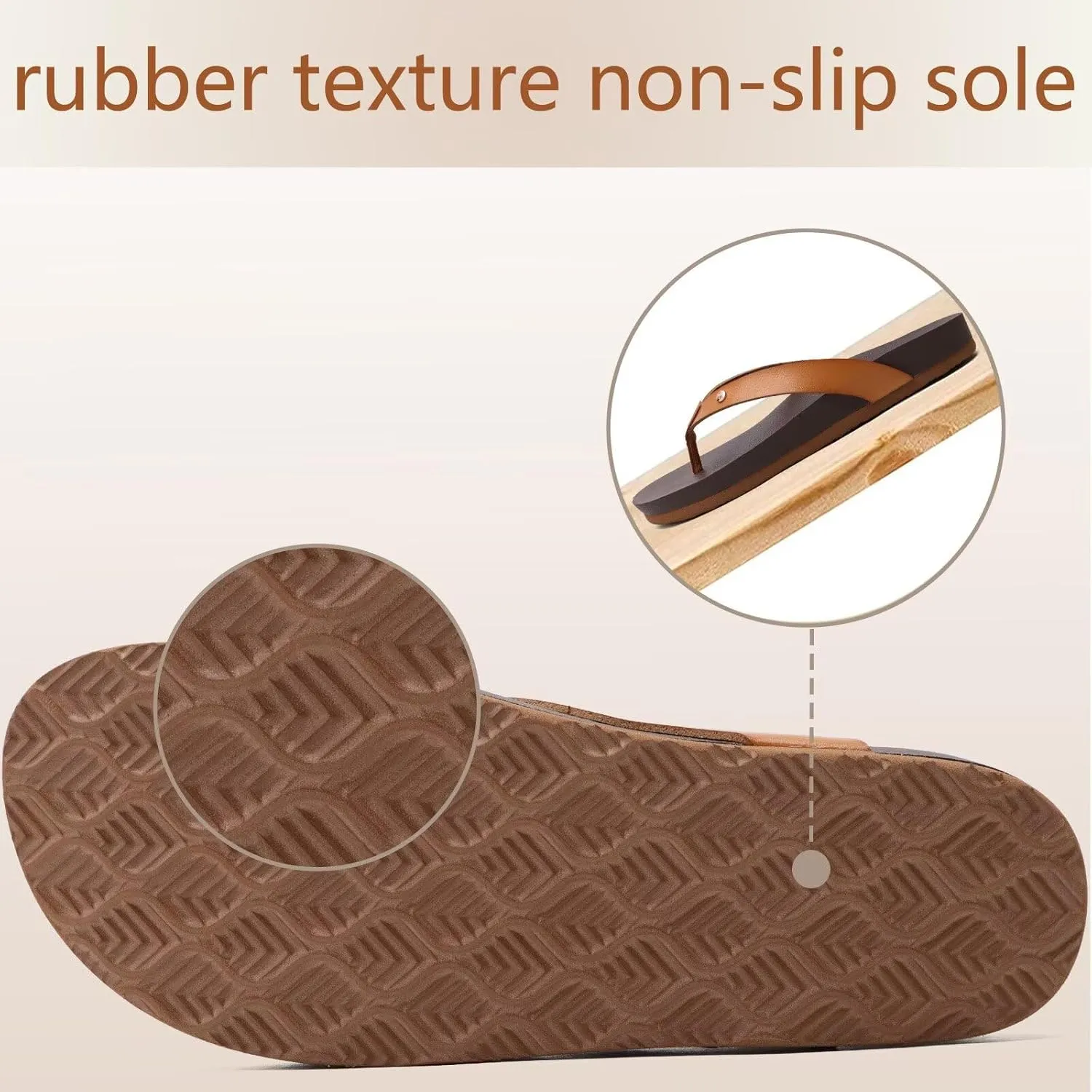 ONCAI Womens Flip Flops For Women Comfortable Leather Strap Yoga Mat Non-Slip Women's Thong Sandal Casual Summer Beach Slippers With Arch Support