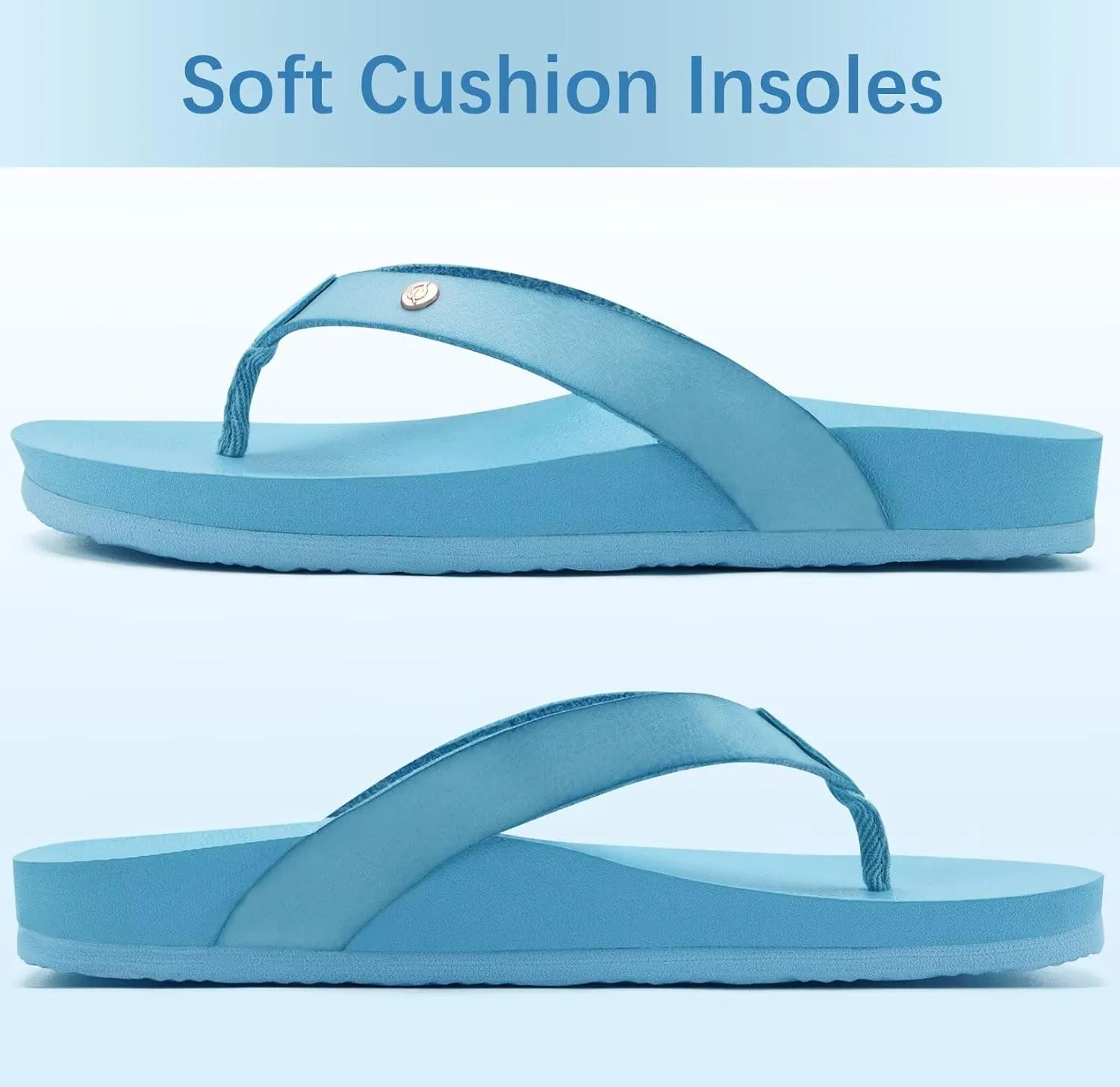 ONCAI Womens Flip Flops For Women Comfortable Leather Strap Yoga Mat Non-Slip Women's Thong Sandal Casual Summer Beach Slippers With Arch Support