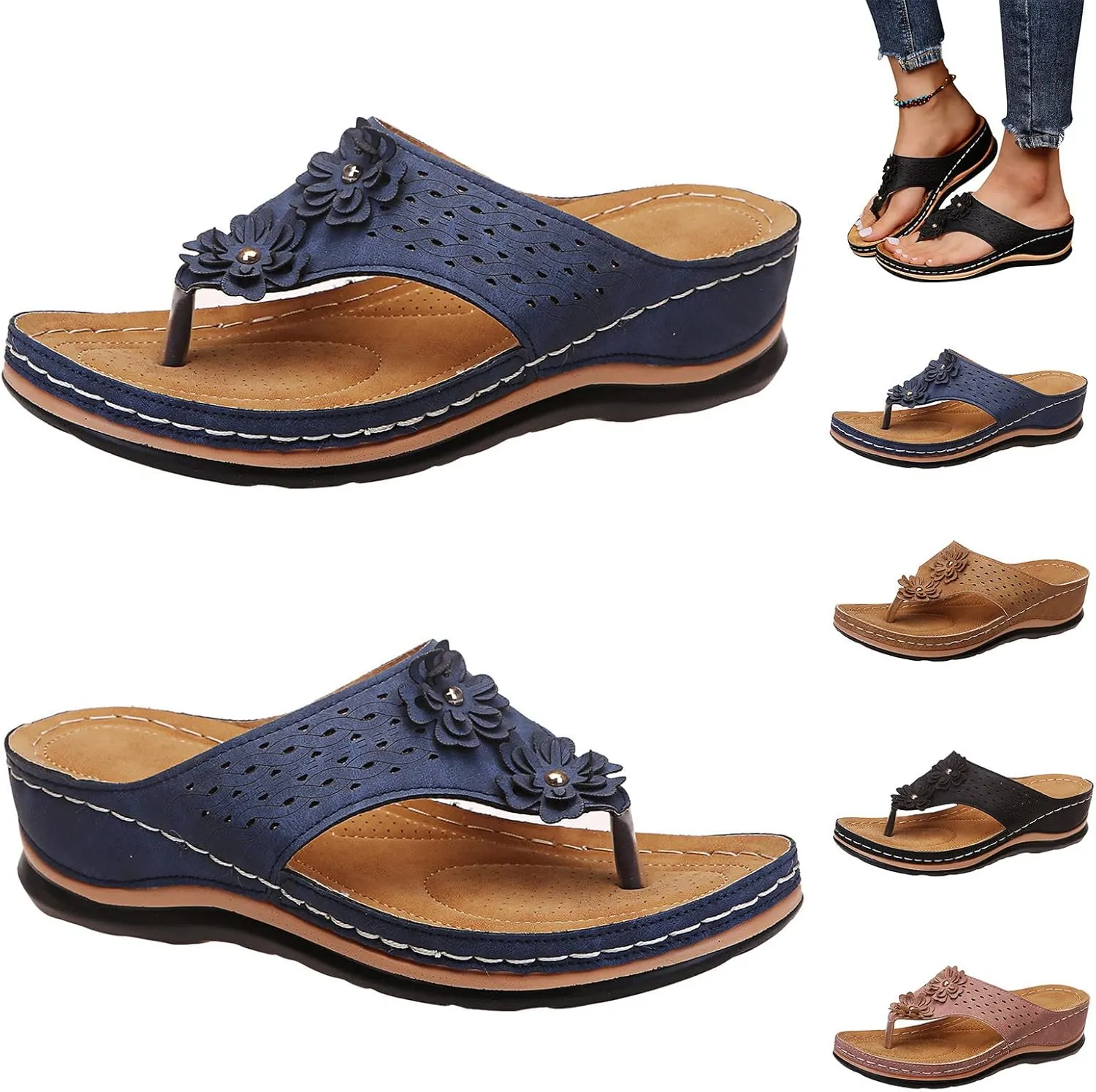 Orthopedic Sandals for Women Arch Support Dressy Flip Flops Shower Wide Wedge Sandals Dressy Summer Womens Slides Orthopedic Sandals Summer Dressy Orthopedic Sandles for Women
