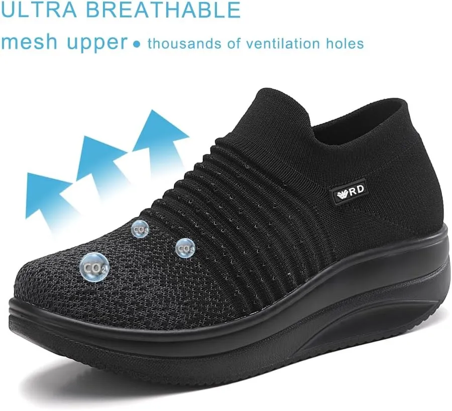 Oude Platform Loafers for Women Comfortable | Womens Slip On Sneakers Lightweight | Women's Walking Shoes Work Long Hours | Thick Rocking Bottom