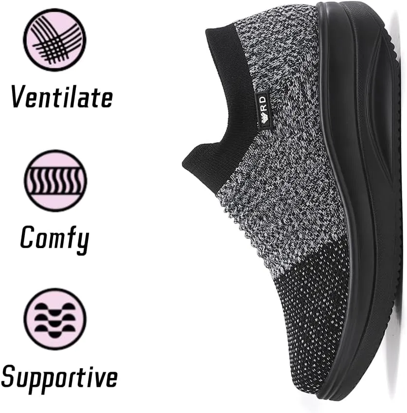 Oude Platform Loafers for Women Comfortable | Womens Slip On Sneakers Lightweight | Women's Walking Shoes Work Long Hours | Thick Rocking Bottom