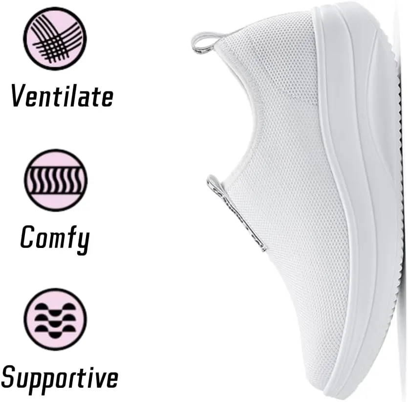 Oude Platform Loafers for Women Comfortable | Womens Slip On Sneakers Lightweight | Women's Walking Shoes Work Long Hours | Thick Rocking Bottom