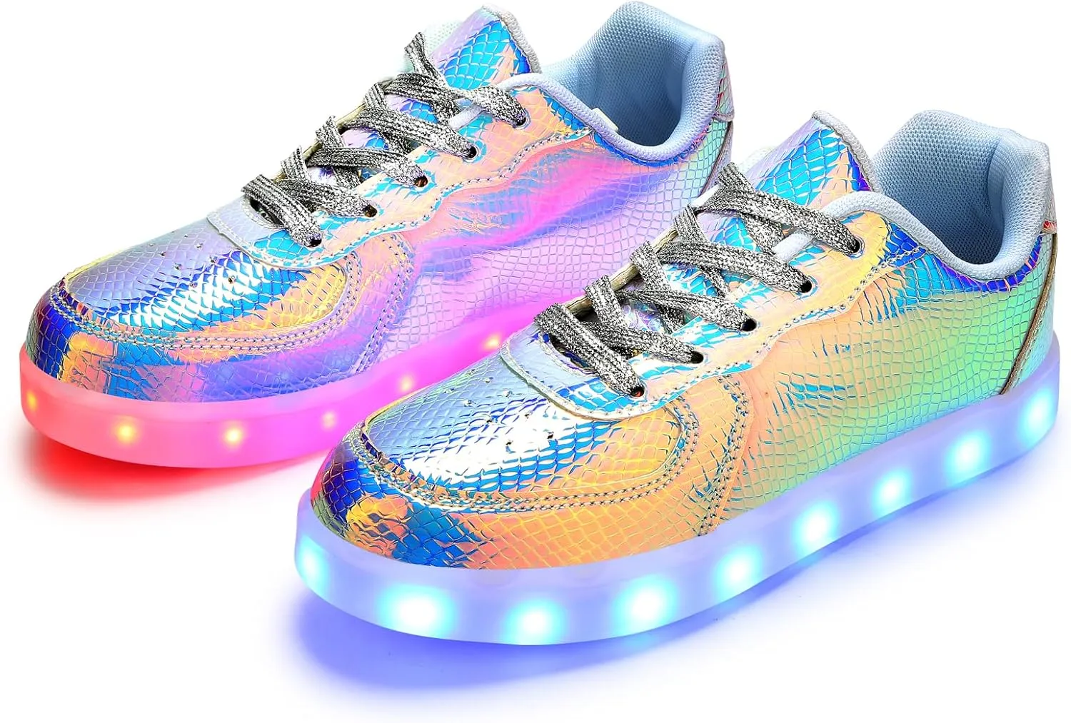Padgene Women's Men's LED Lights Up Shoes Unisex Luminous Flashing Trainers USB Charging Lace Up Couples Dancing Shoes