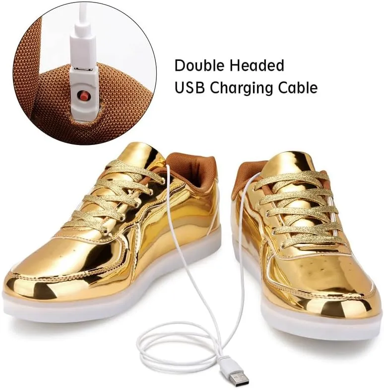 Padgene Women's Men's LED Lights Up Shoes Unisex Luminous Flashing Trainers USB Charging Lace Up Couples Dancing Shoes
