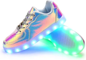 Padgene Women's Men's LED Lights Up Shoes Unisex Luminous Flashing Trainers USB Charging Lace Up Couples Dancing Shoes