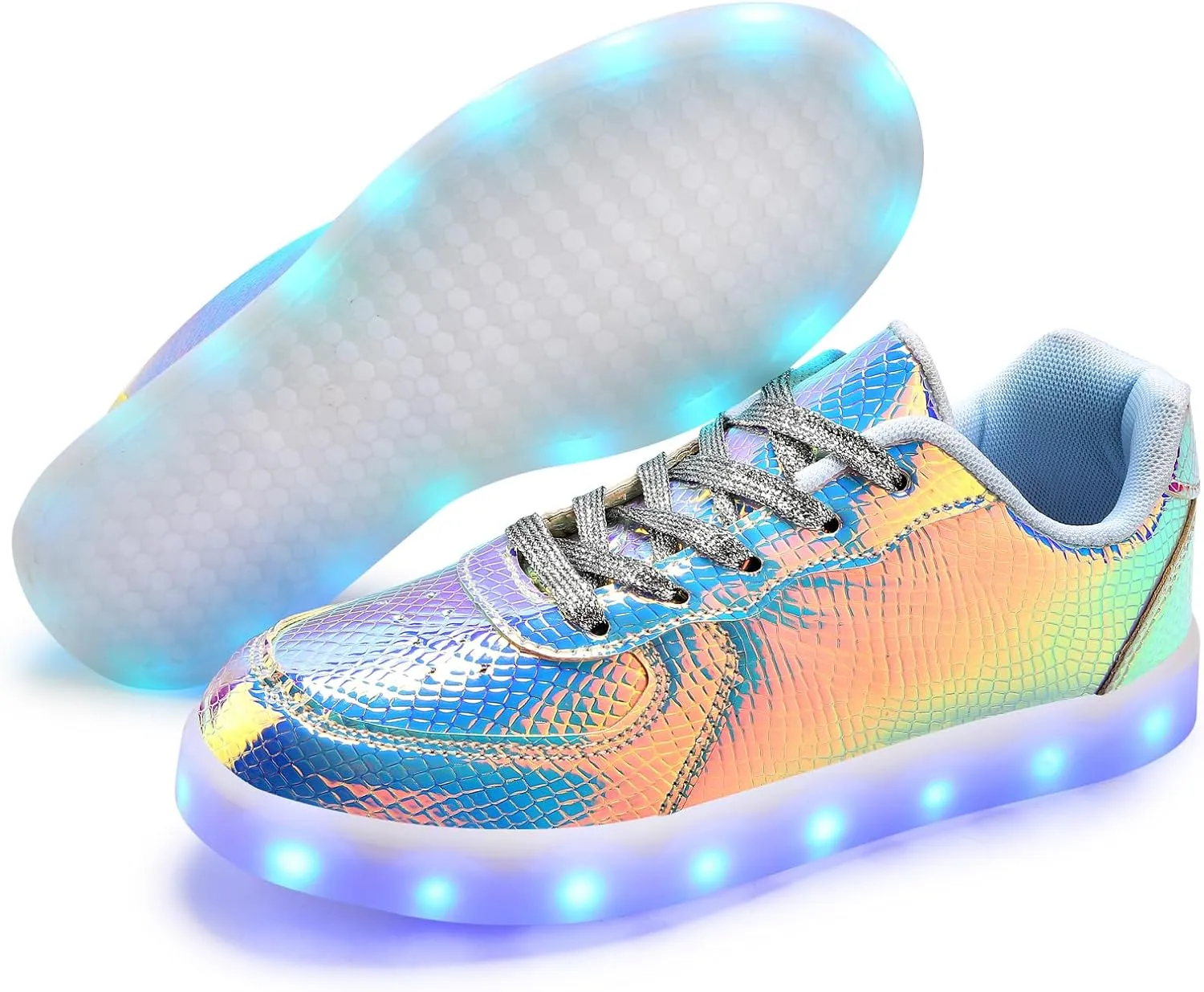 Padgene Women's Men's LED Lights Up Shoes Unisex Luminous Flashing Trainers USB Charging Lace Up Couples Dancing Shoes