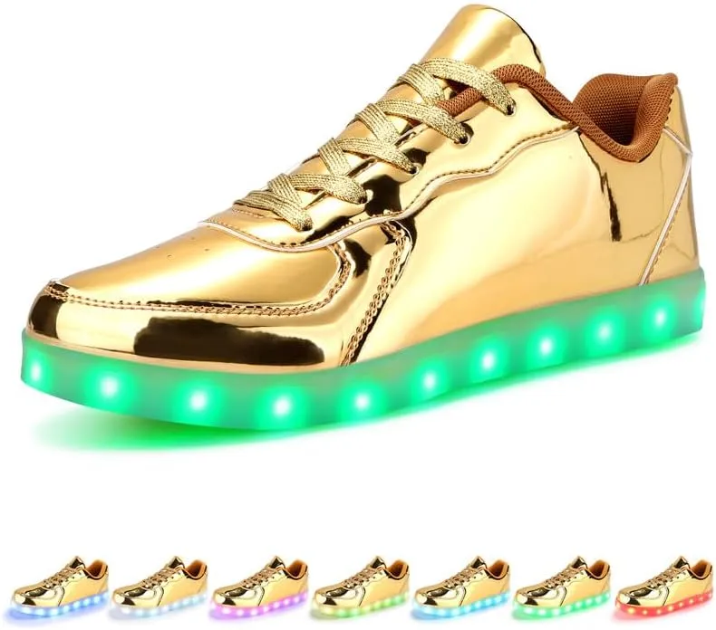 Padgene Women's Men's LED Lights Up Shoes Unisex Luminous Flashing Trainers USB Charging Lace Up Couples Dancing Shoes