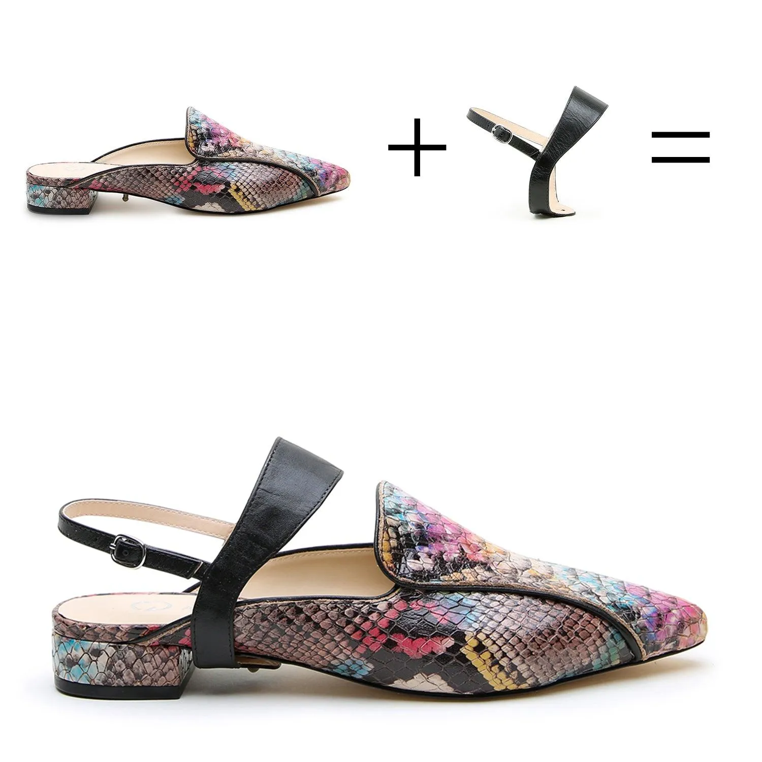 Painted Snake Loafer   Black Elsie Strap