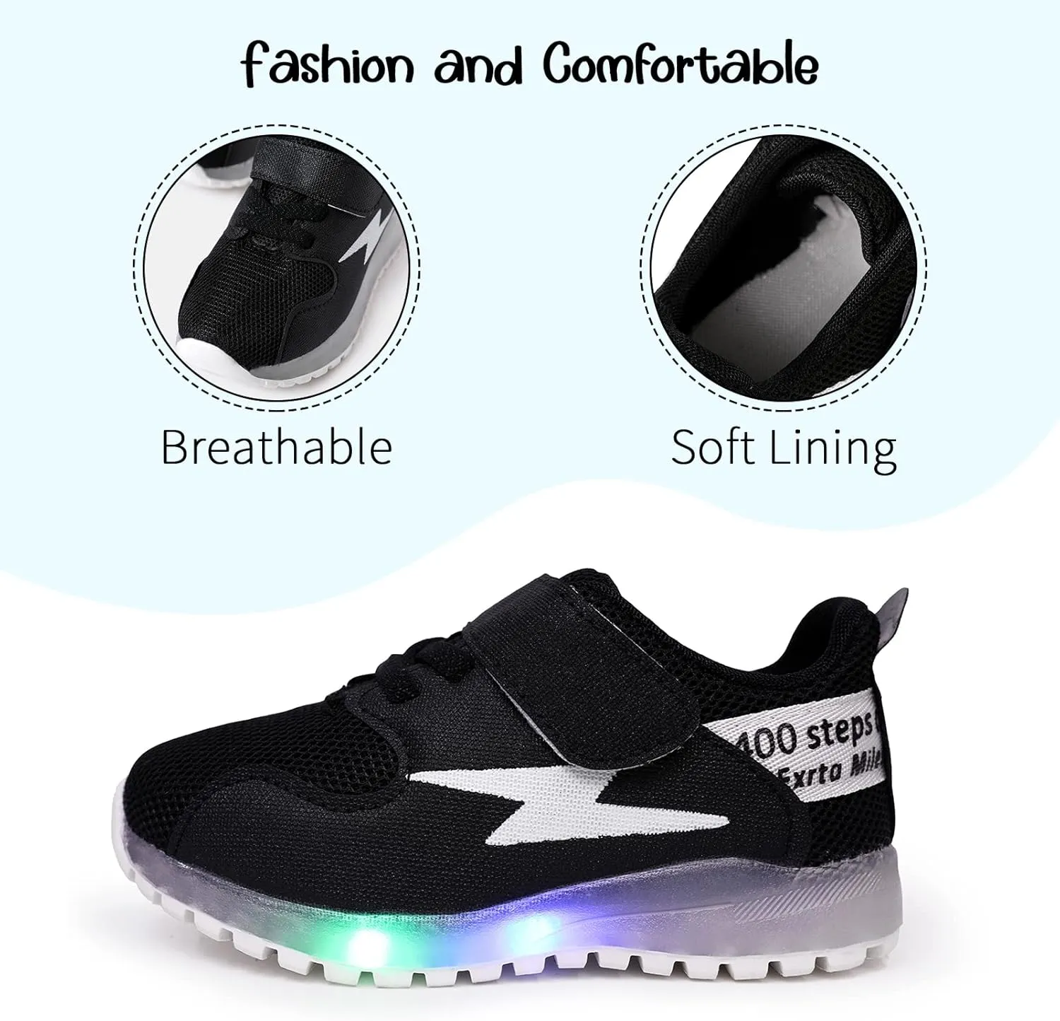PATPAT Toddler Shoes with LED Light Up - Shiny Toddler Sneakers for Girls & Boys - Perfect for Christmas & Birthday
