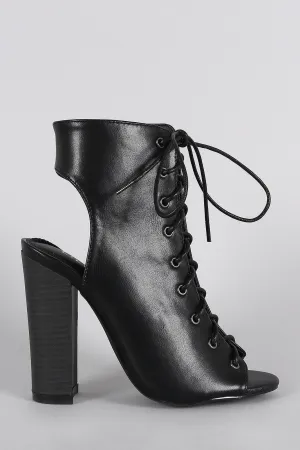 Peep Liliana Lace Up Toe Chunky Heel Timely shipping Customer-approved Mule Corset