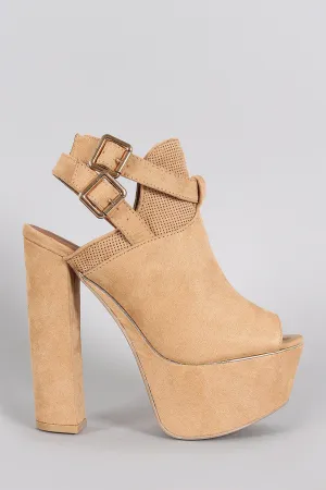 Peep Qupid Buckled Compliance-certified Free returns Mule Slingback Heel Suede Toe