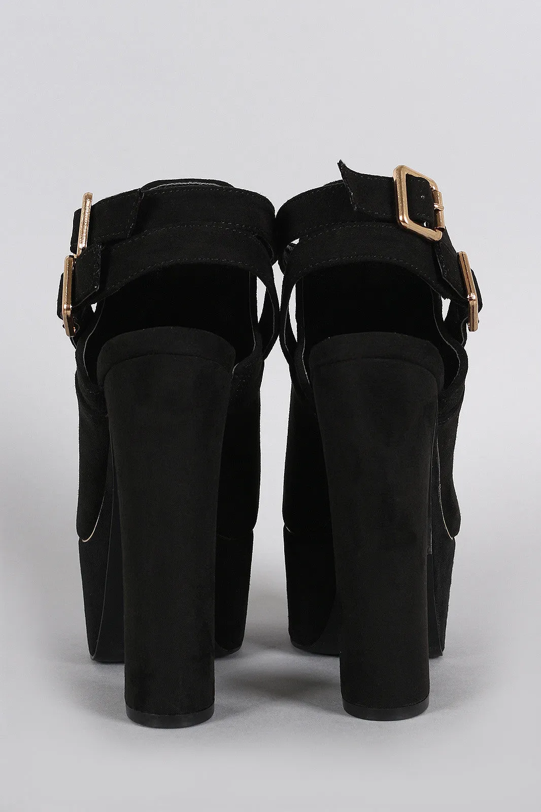 Peep Qupid Buckled Compliance-certified Free returns Mule Slingback Heel Suede Toe