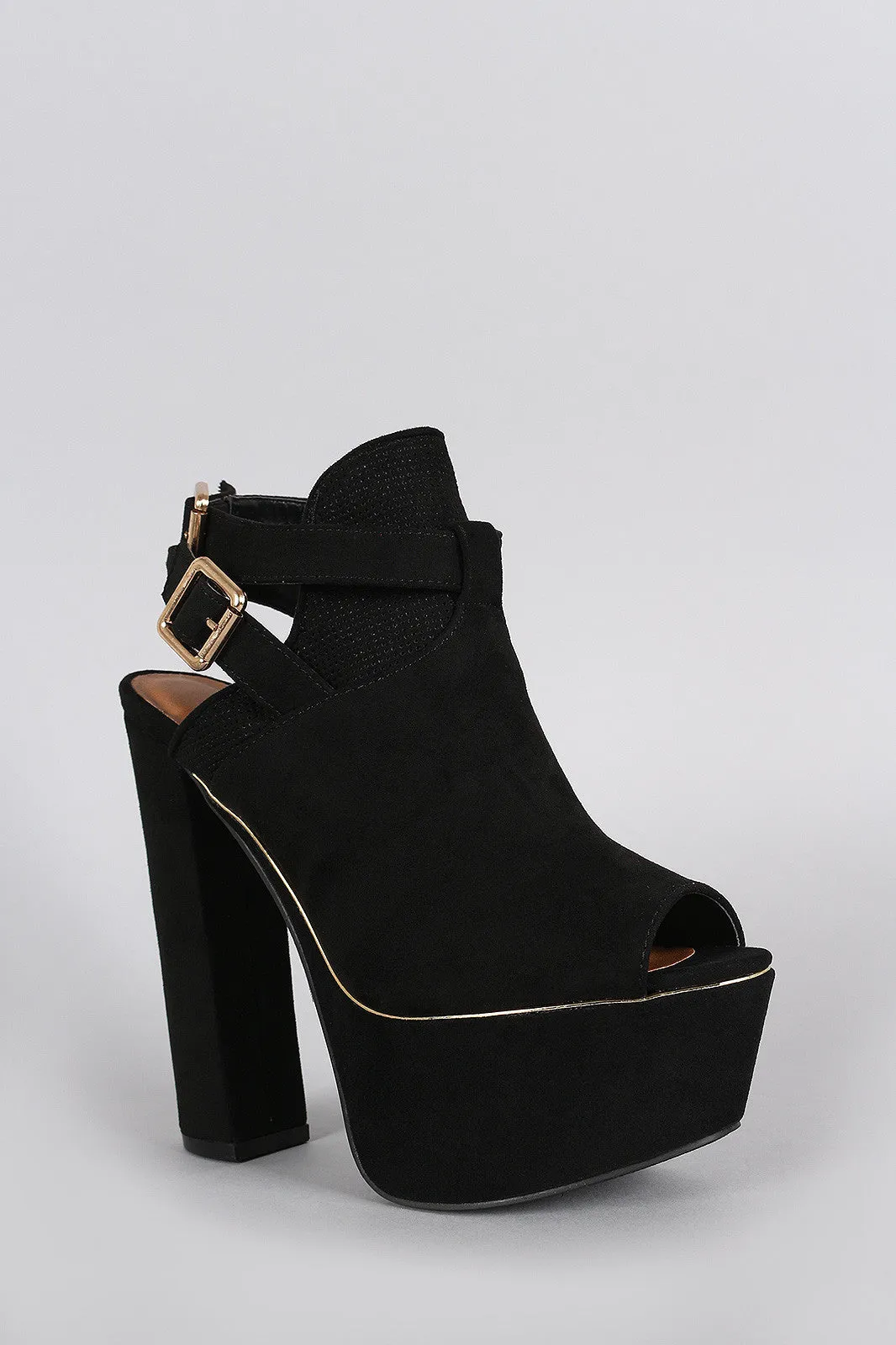 Peep Qupid Buckled Compliance-certified Free returns Mule Slingback Heel Suede Toe
