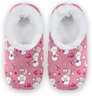 Poeticcity Unisex Fuzzy House Slippers, Warm Fur Lining Shoes, Non-Slip Memory Foam Slippers M-XXL