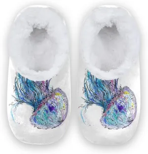 Poeticcity Unisex Fuzzy House Slippers, Warm Fur Lining Shoes, Non-Slip Memory Foam Slippers M-XXL