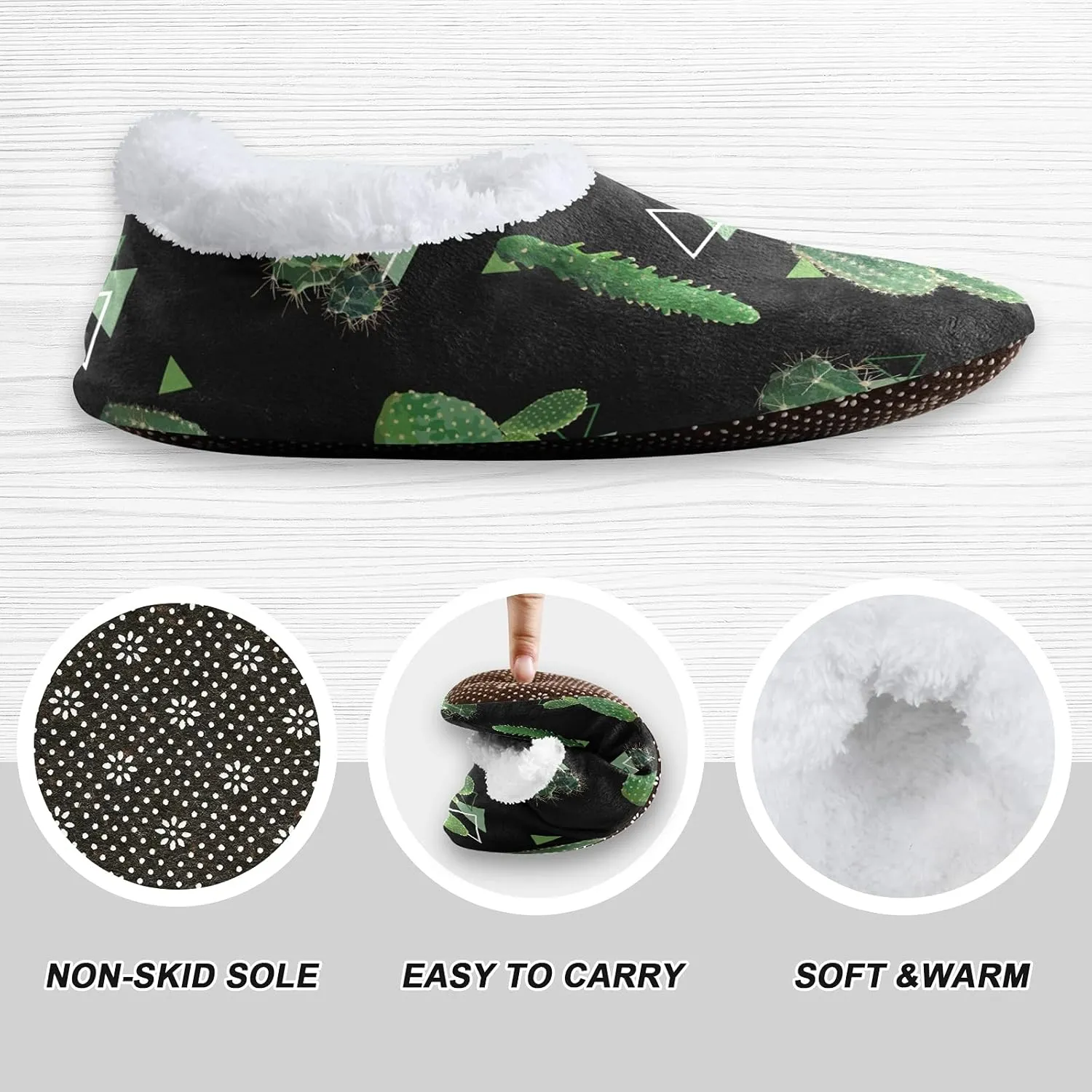 Poeticcity Unisex Fuzzy House Slippers, Warm Fur Lining Shoes, Non-Slip Memory Foam Slippers M-XXL