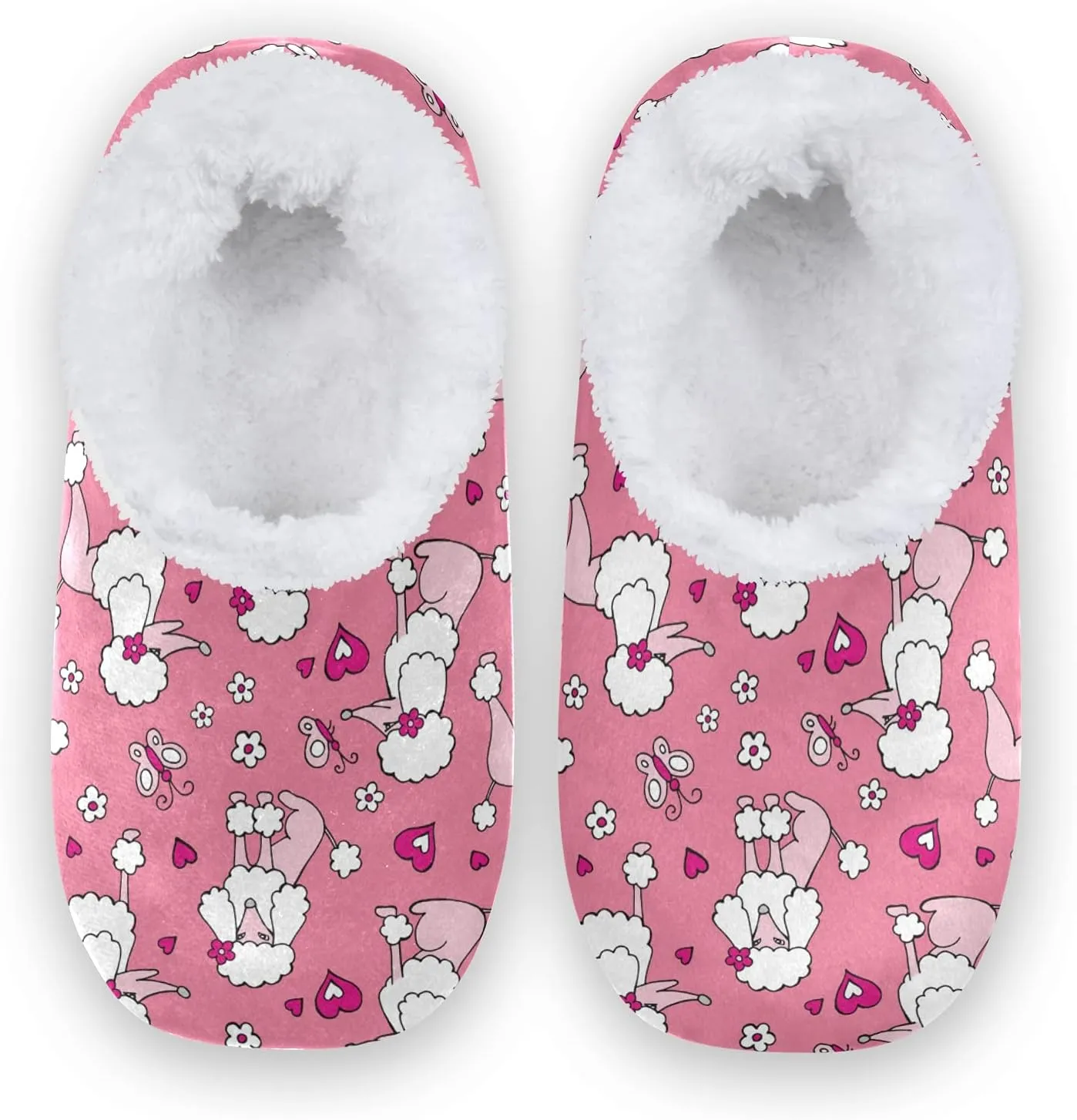 Poeticcity Unisex Fuzzy House Slippers, Warm Fur Lining Shoes, Non-Slip Memory Foam Slippers M-XXL