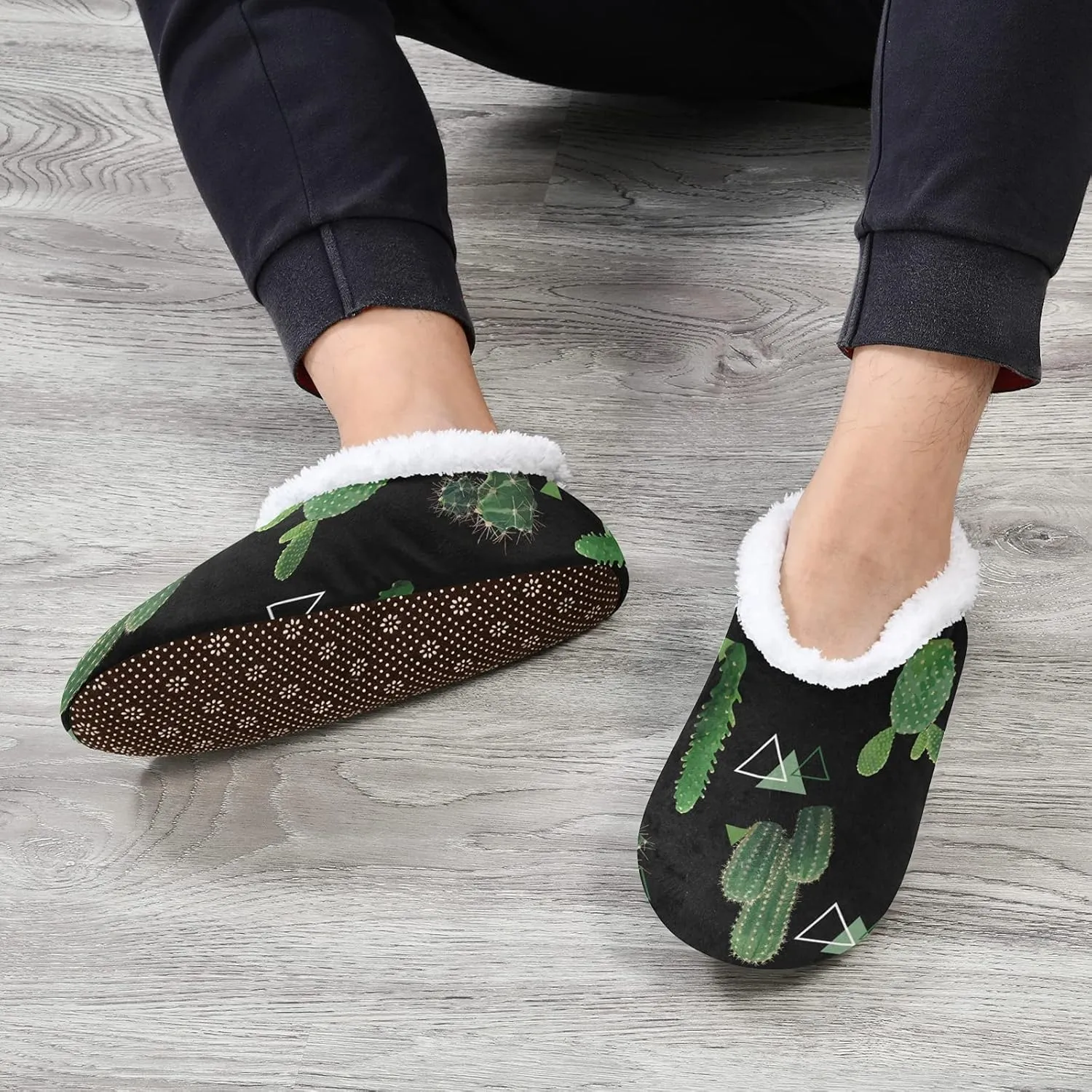 Poeticcity Unisex Fuzzy House Slippers, Warm Fur Lining Shoes, Non-Slip Memory Foam Slippers M-XXL