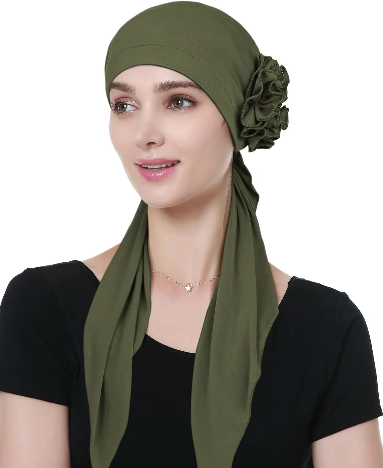 Pretied Head Scarves for Women Featuring Long Tail Finish Made of Stretchy Viscose