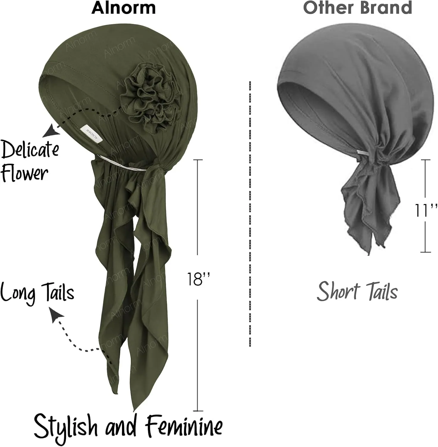Pretied Head Scarves for Women Featuring Long Tail Finish Made of Stretchy Viscose