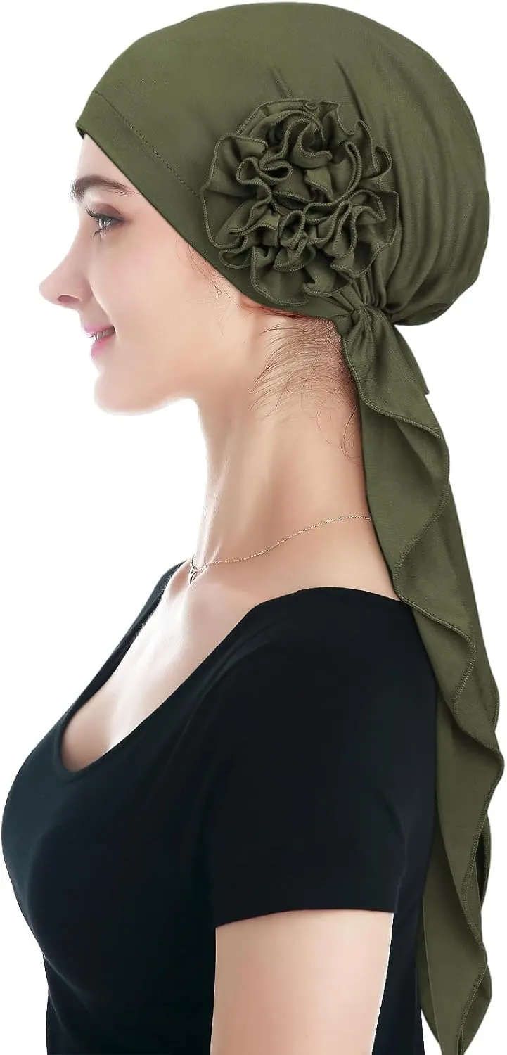 Pretied Head Scarves for Women Featuring Long Tail Finish Made of Stretchy Viscose
