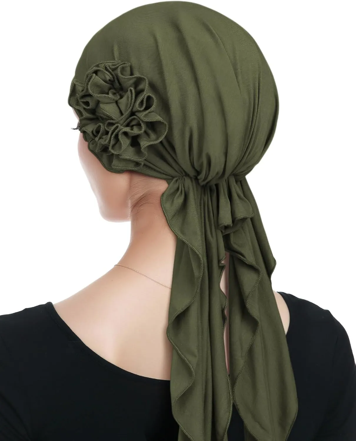 Pretied Head Scarves for Women Featuring Long Tail Finish Made of Stretchy Viscose