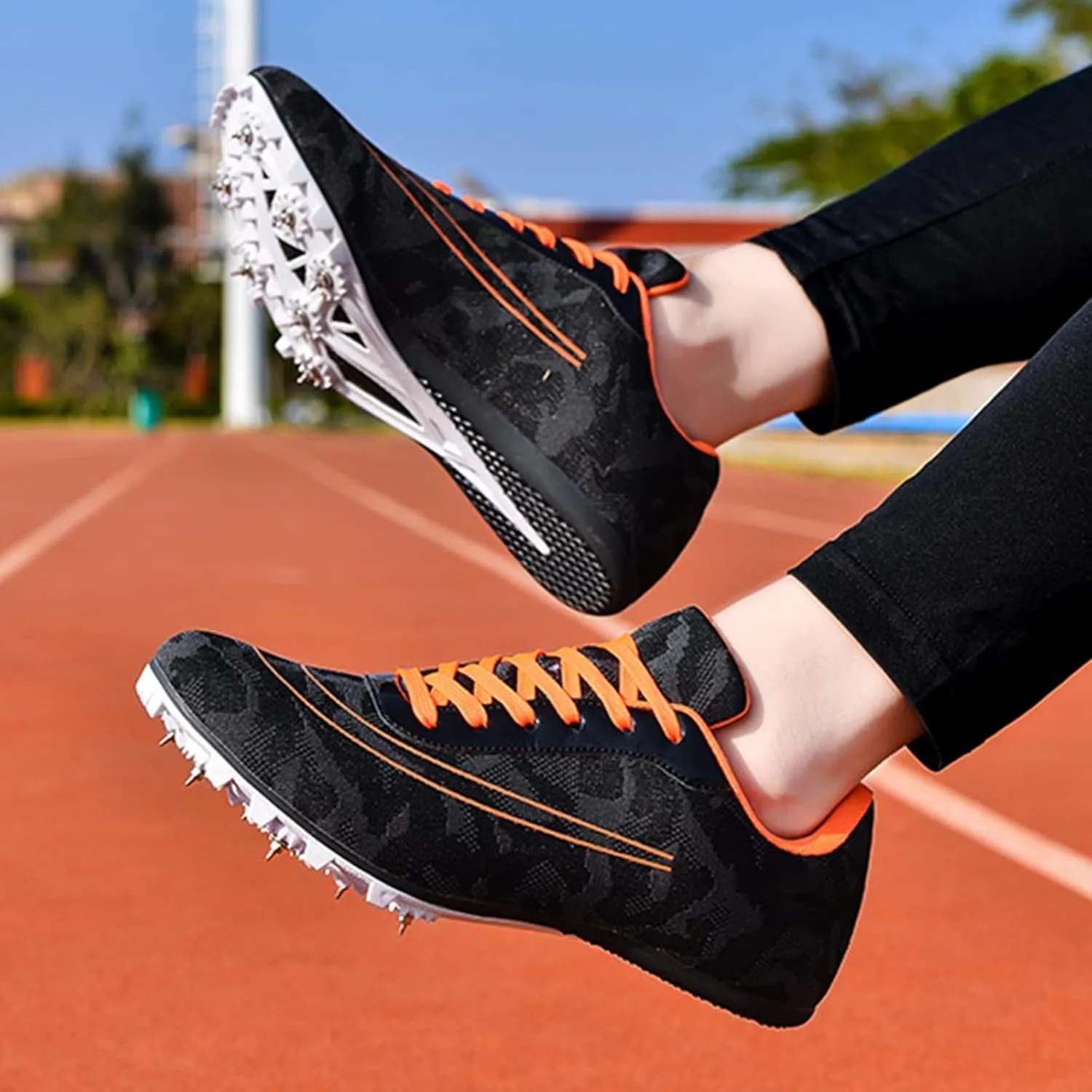 Professional Mens Womens Track and Field Shoes Lightweight 7 Nails Spikes Athletics Sprint Spikes Shoes Use TPU Supporting Hard Sole (Color : White, Size : 9 Women/7.5 Men)