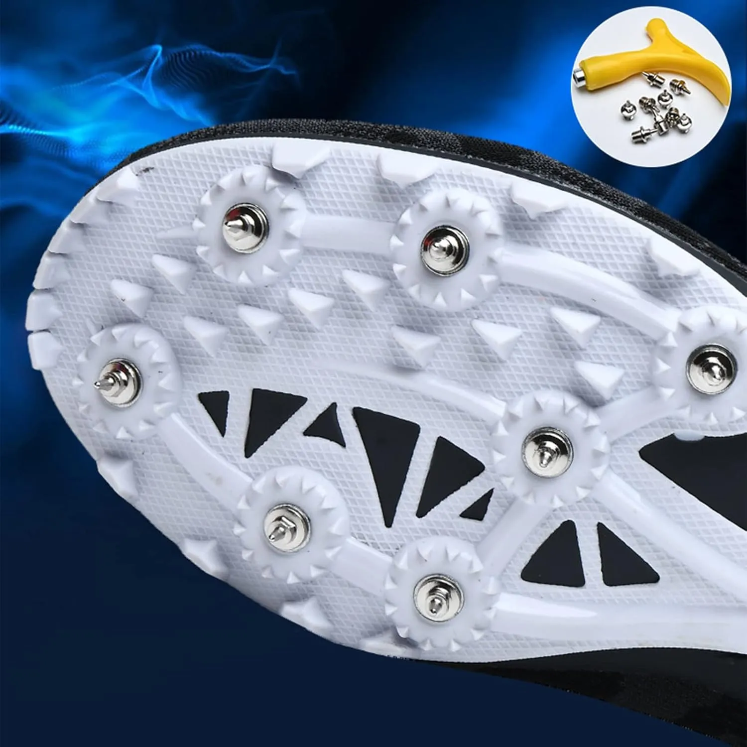 Professional Mens Womens Track and Field Shoes Lightweight 7 Nails Spikes Athletics Sprint Spikes Shoes Use TPU Supporting Hard Sole (Color : White, Size : 9 Women/7.5 Men)