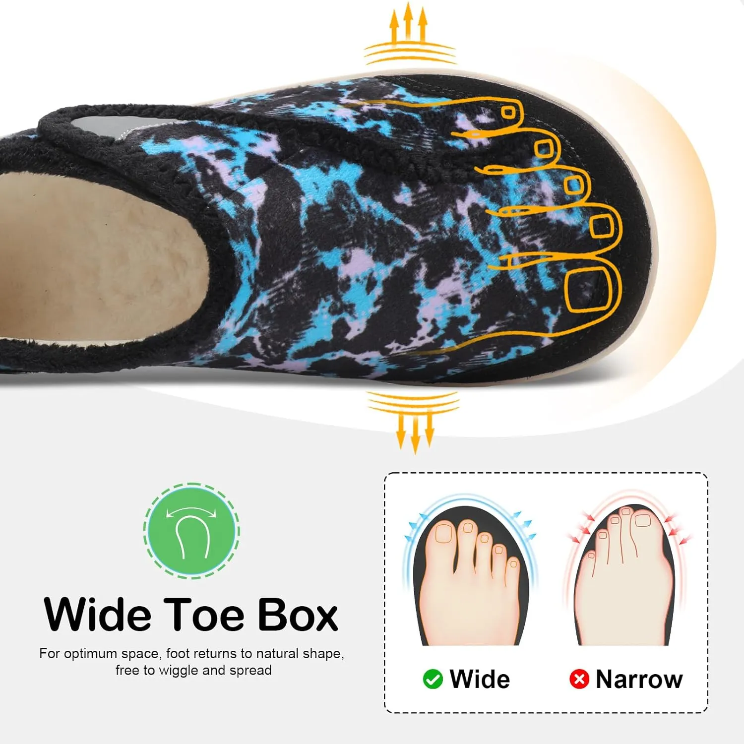 QFH Cozy Slippers for Women & Men - Wide, Diabetic, Barefoot Walking Shoes - Non-Slip, Soft Lining, Comfy House Shoes