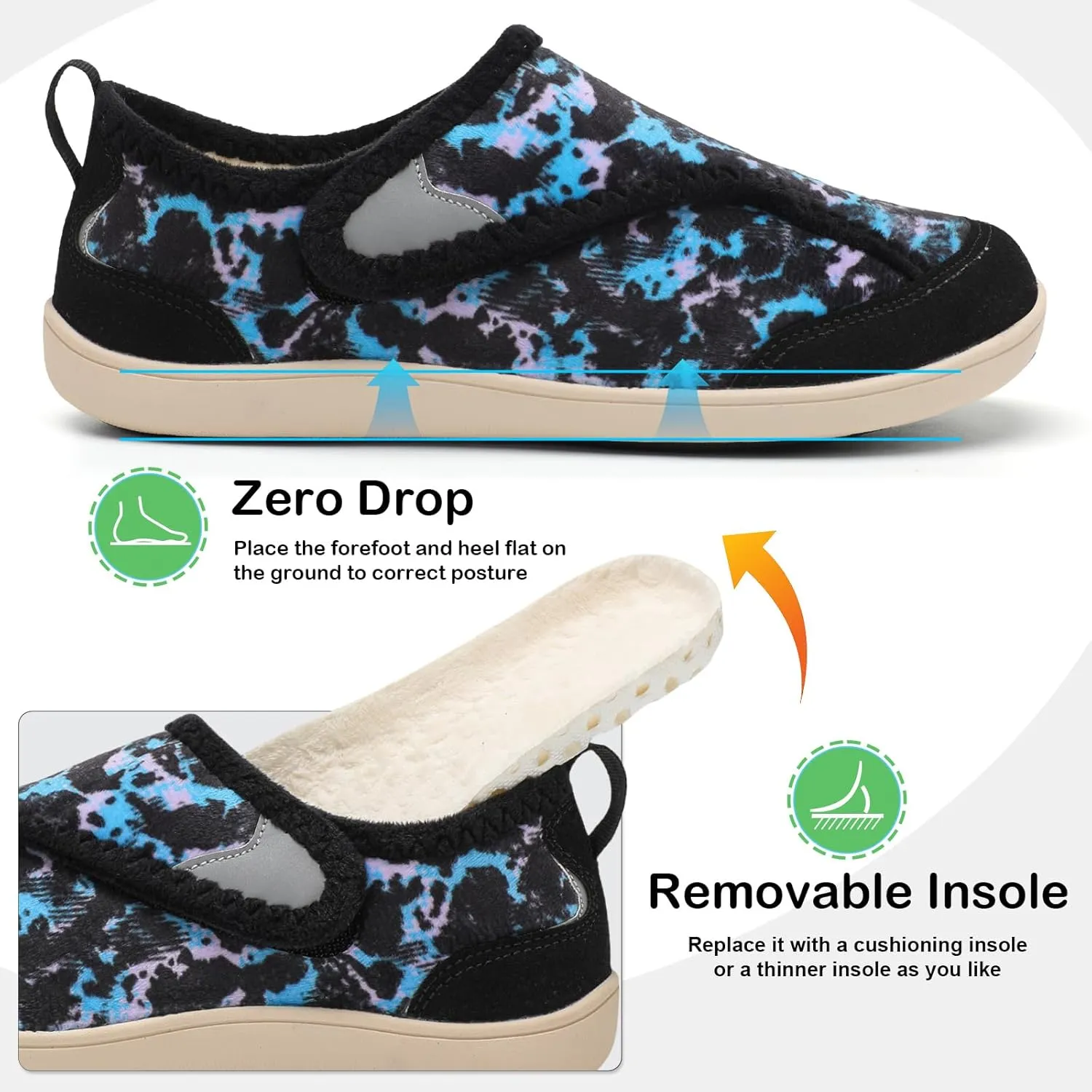 QFH Cozy Slippers for Women & Men - Wide, Diabetic, Barefoot Walking Shoes - Non-Slip, Soft Lining, Comfy House Shoes