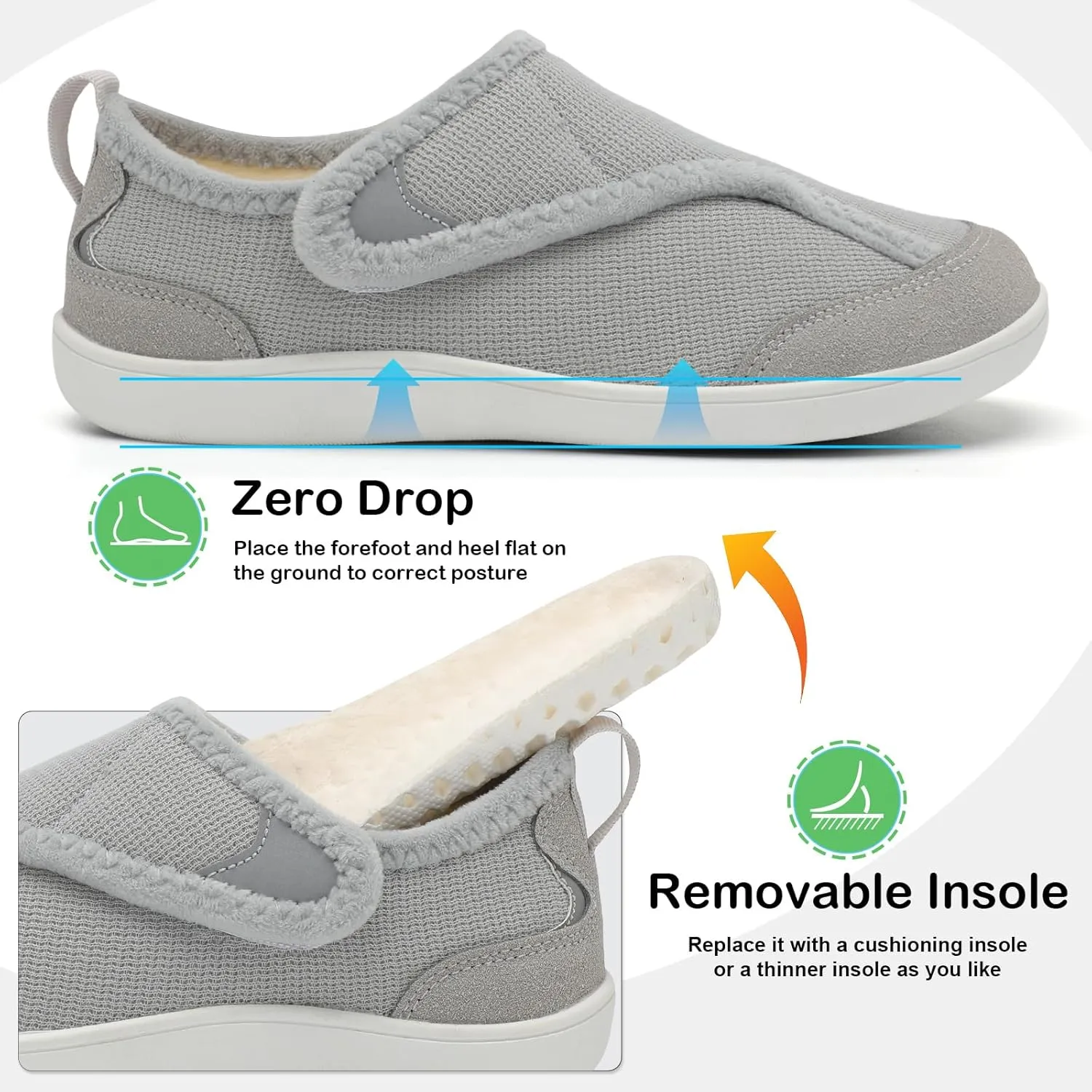 QFH Cozy Slippers for Women & Men - Wide, Diabetic, Barefoot Walking Shoes - Non-Slip, Soft Lining, Comfy House Shoes