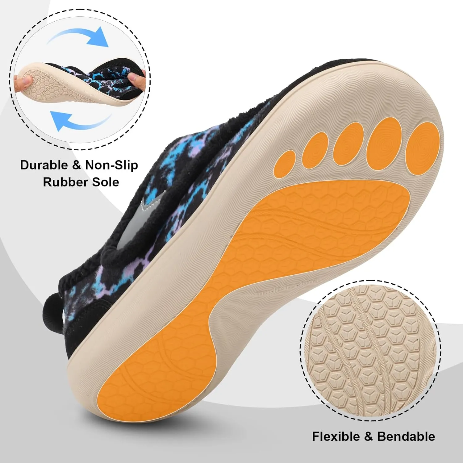 QFH Cozy Slippers for Women & Men - Wide, Diabetic, Barefoot Walking Shoes - Non-Slip, Soft Lining, Comfy House Shoes