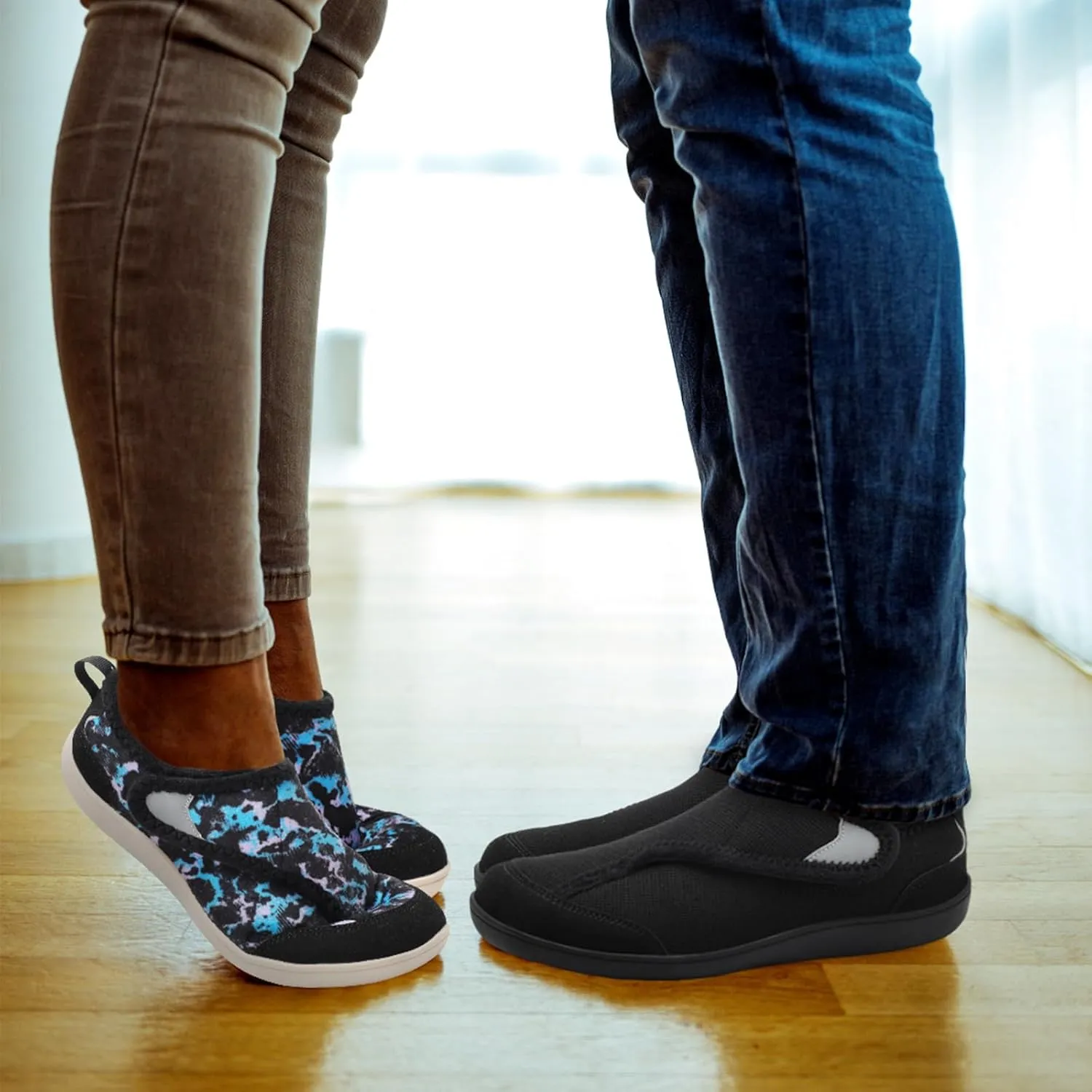 QFH Cozy Slippers for Women & Men - Wide, Diabetic, Barefoot Walking Shoes - Non-Slip, Soft Lining, Comfy House Shoes