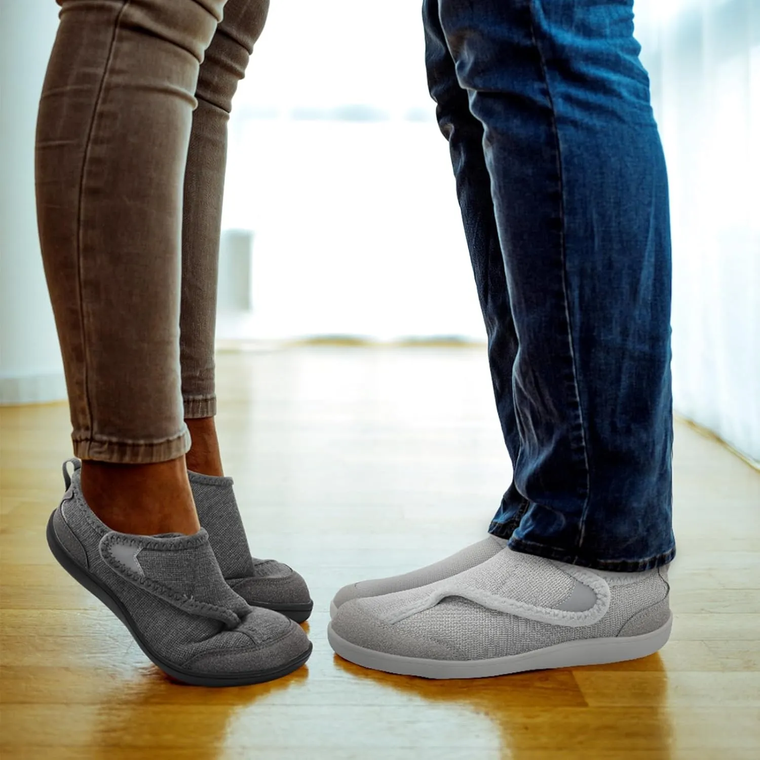 QFH Cozy Slippers for Women & Men - Wide, Diabetic, Barefoot Walking Shoes - Non-Slip, Soft Lining, Comfy House Shoes