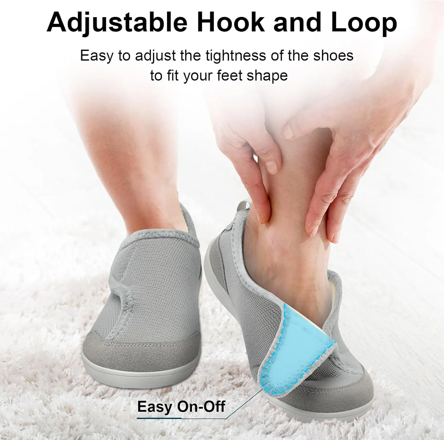 QFH Cozy Slippers for Women & Men - Wide, Diabetic, Barefoot Walking Shoes - Non-Slip, Soft Lining, Comfy House Shoes