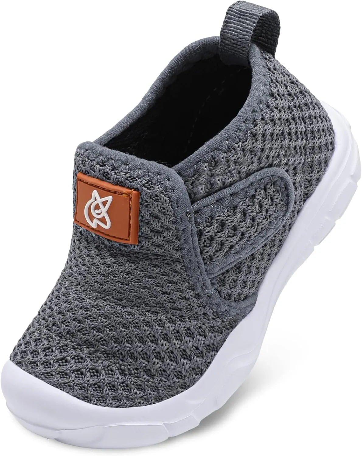 QFH Toddler Shoes Boys Girls Sneakers Comfy Barefoot Shoes Kids Adjustable Hook and Loop Walking Shoes Wide Toe Box Breathable Shoes