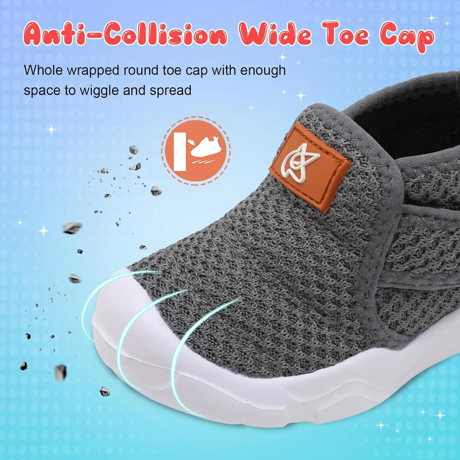 QFH Toddler Shoes Boys Girls Sneakers Comfy Barefoot Shoes Kids Adjustable Hook and Loop Walking Shoes Wide Toe Box Breathable Shoes