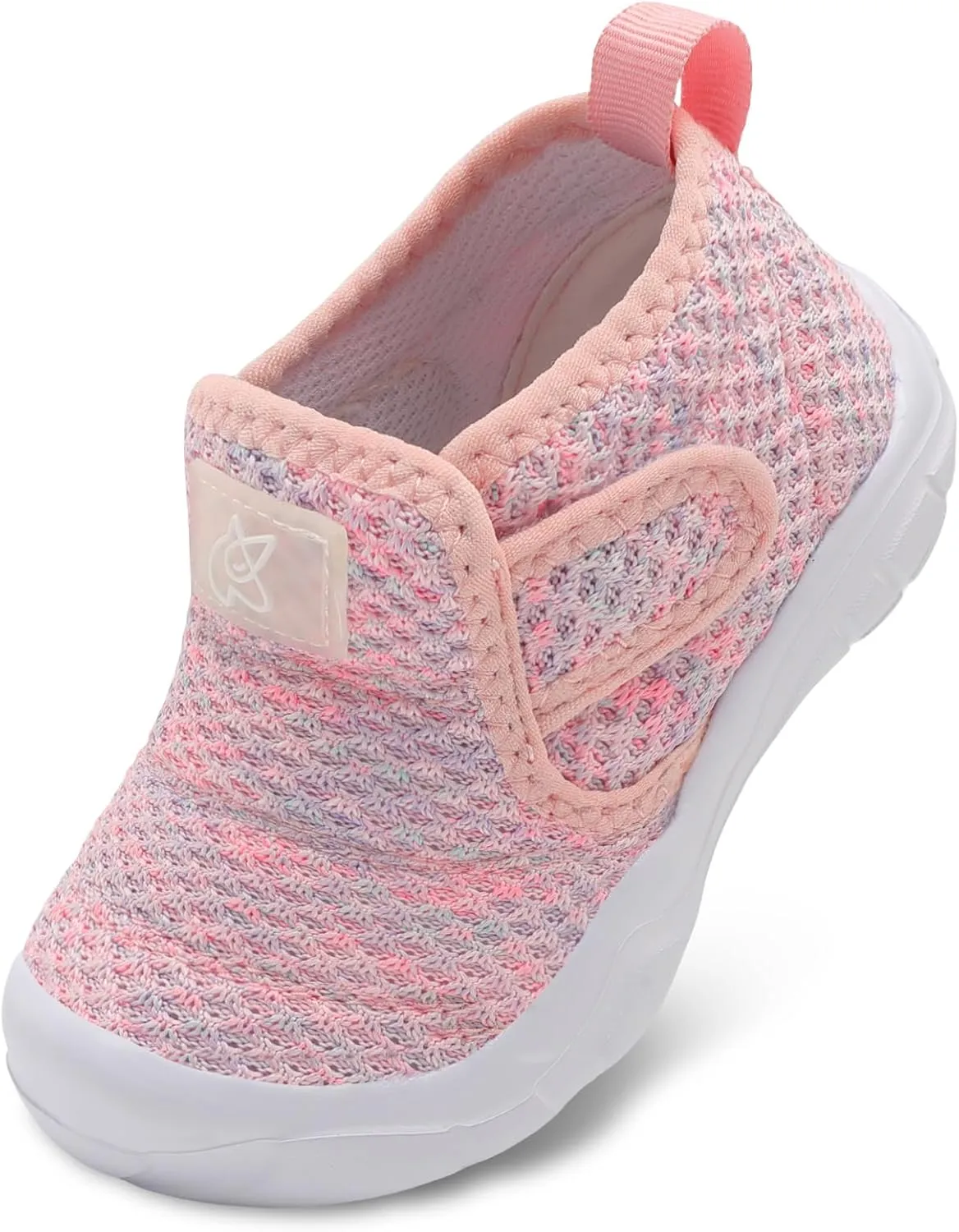QFH Toddler Shoes Boys Girls Sneakers Comfy Barefoot Shoes Kids Adjustable Hook and Loop Walking Shoes Wide Toe Box Breathable Shoes