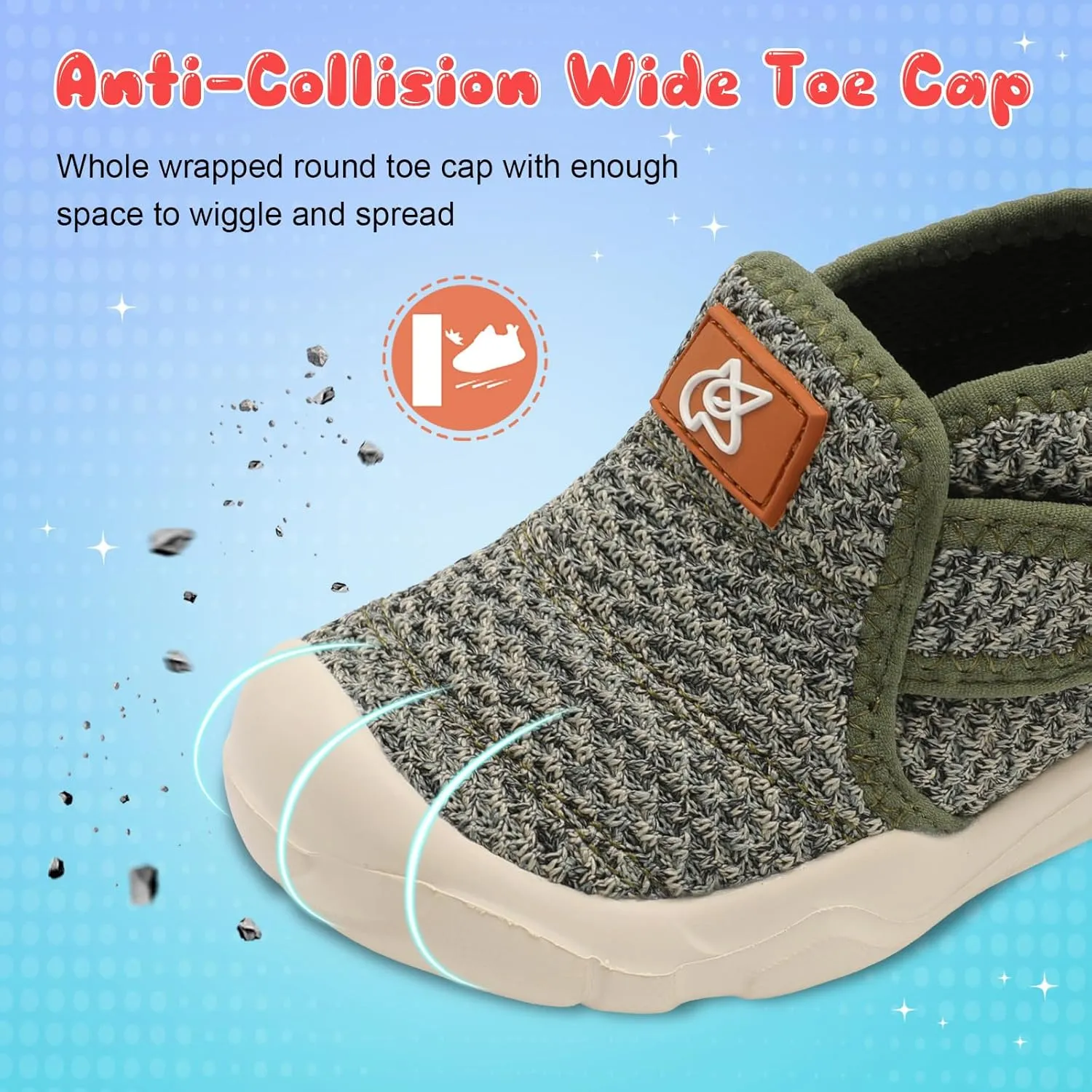 QFH Toddler Shoes Boys Girls Sneakers Comfy Barefoot Shoes Kids Adjustable Hook and Loop Walking Shoes Wide Toe Box Breathable Shoes