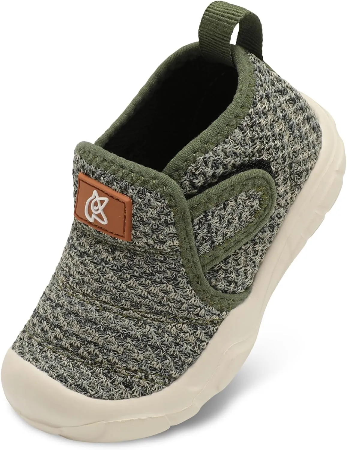 QFH Toddler Shoes Boys Girls Sneakers Comfy Barefoot Shoes Kids Adjustable Hook and Loop Walking Shoes Wide Toe Box Breathable Shoes