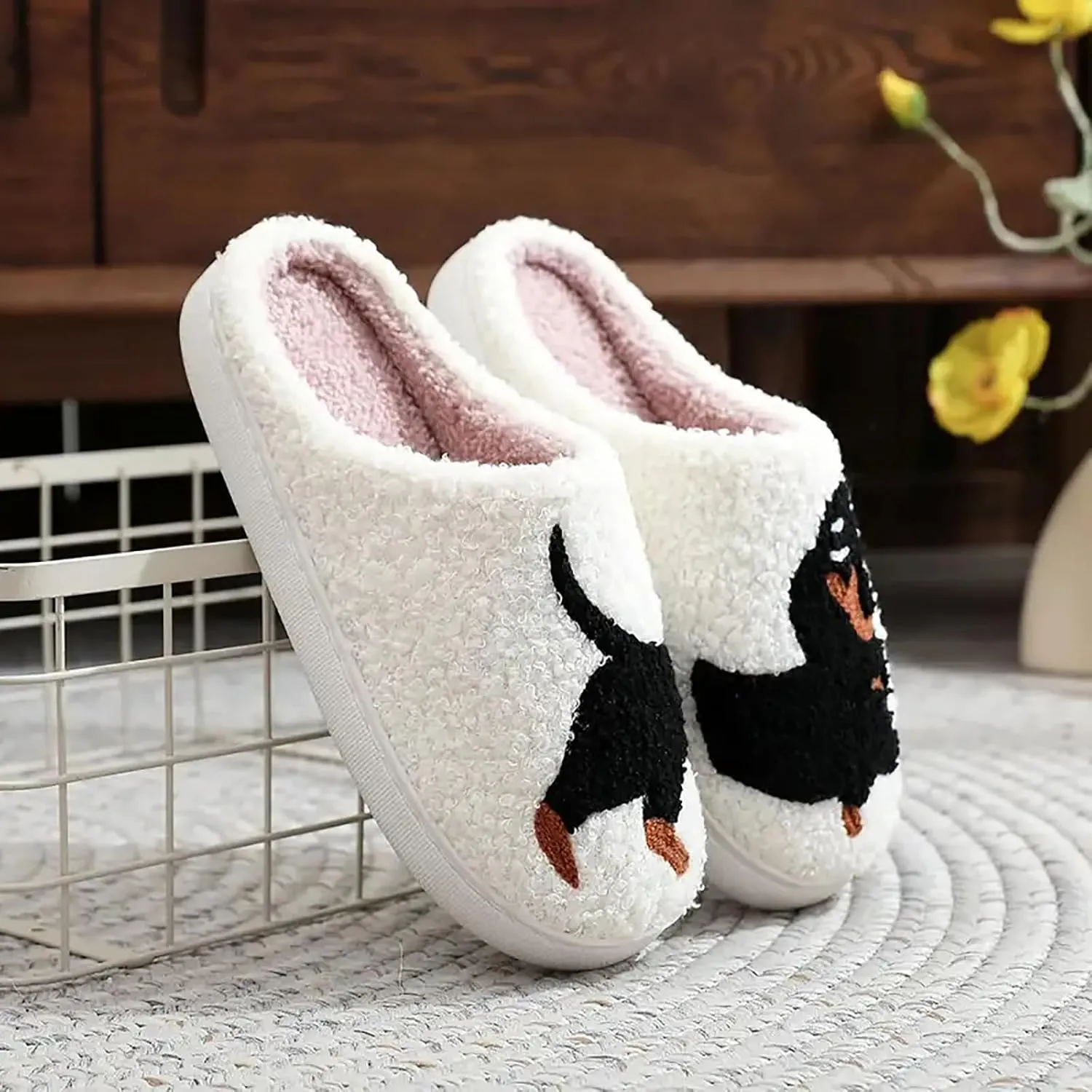 QSKPC Women's Men's Heart Heart Slippers Strawberry Cherry Mushroom Slippers Evil Eye Slippers Cartoon Animal Cat Slippers Memory Foam Cozy Plush Slippers Couple Indoor Household Slippers