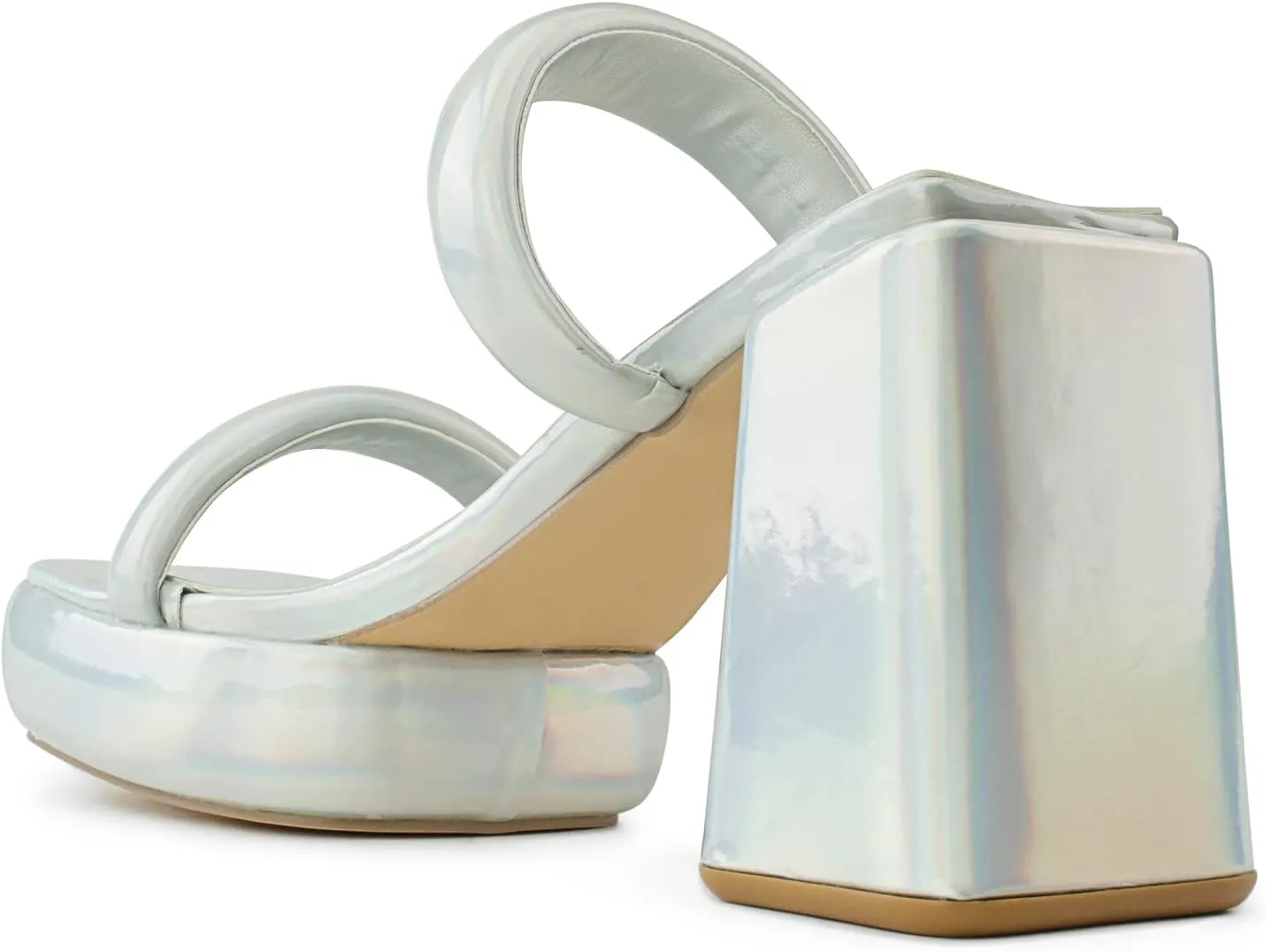 RF ROOM OF FASHION Double Strap Open Square Toe Flare Chunky Platform Heel Mule Dress Sandals